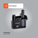 Porodo Lavalier Double Microphone with Charging Case ,Black