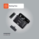 Porodo Lavalier Double Microphone with Charging Case ,Black