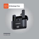 Porodo Lavalier Double Microphone with Charging Case ,Black