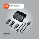 Porodo Lavalier Double Microphone with Charging Case ,Black