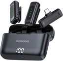Porodo Lavalier Double Microphone with Charging Case ,Black