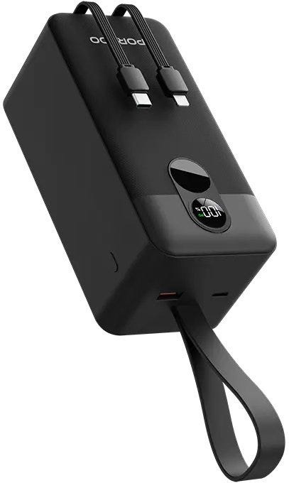 Porodo 50000mAh Power Bank Integrated Cables  ,Black