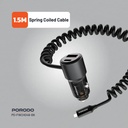 Porodo 110W Car Charger Transparent with Coiled Cable ,Black