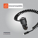 Porodo 110W Car Charger Transparent with Coiled Cable ,Black