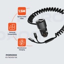 Porodo 95W Car Charger Transparent with Coiled Cable ,Black