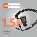 Porodo 95W Car Charger Transparent with Coiled Cable ,Black
