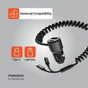 Porodo 95W Car Charger Transparent with Coiled Cable ,Black