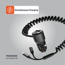 Porodo 95W Car Charger Transparent with Coiled Cable ,Black