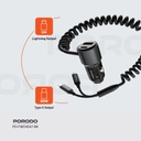 Porodo 95W Car Charger Transparent with Coiled Cable ,Black