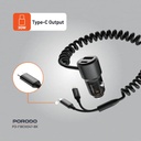 Porodo 95W Car Charger Transparent with Coiled Cable ,Black