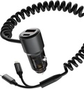Porodo 95W Car Charger Transparent with Coiled Cable ,Black
