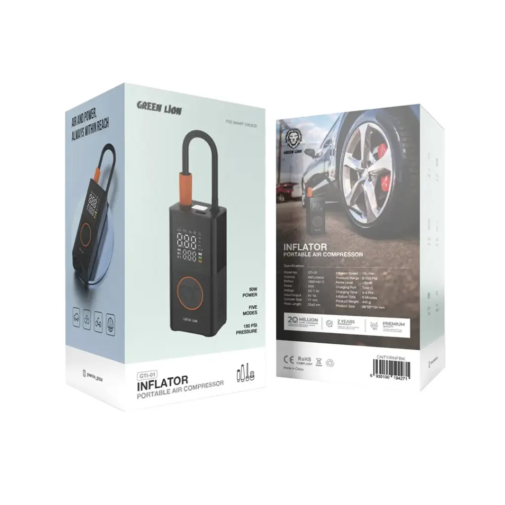 Green Lion GTI-01 Inflator Portable Air Compressor,Black