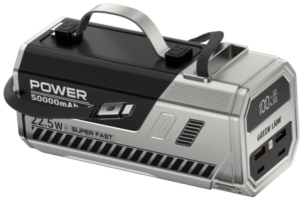 Green Lion Power Max 22.5W 50000mAh Powe,Bank - Silver
