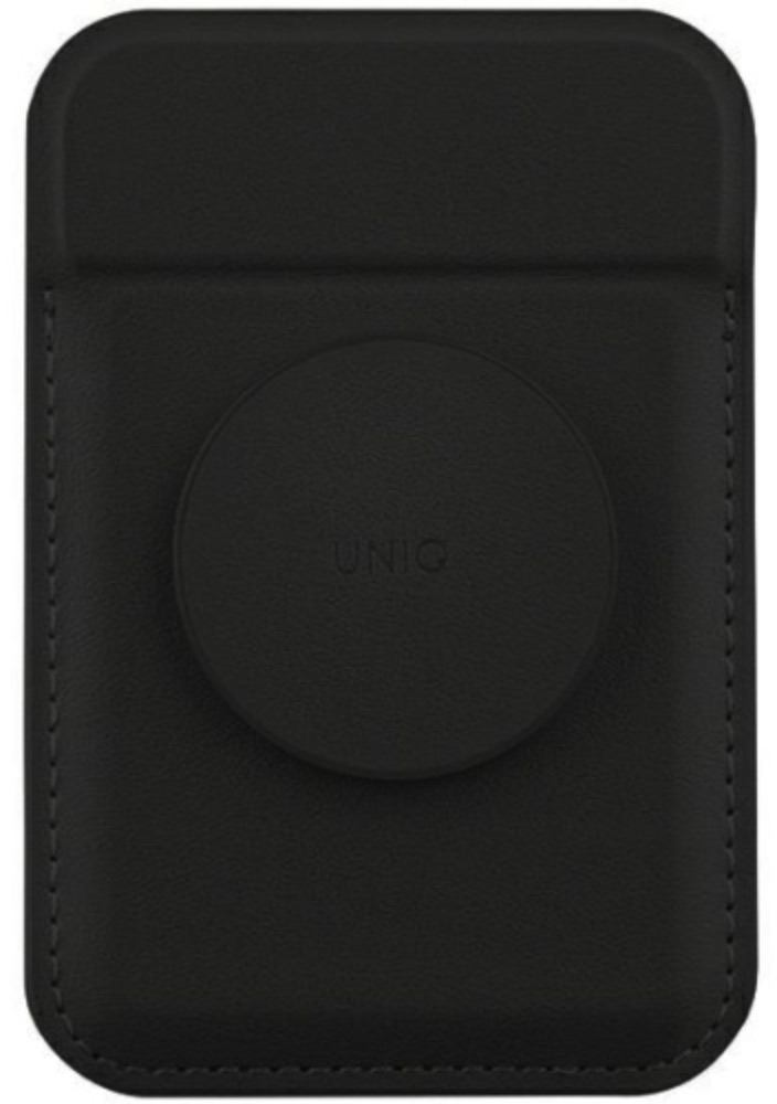 UNIQ FLIXA MAGNETIC CARD HOLDER AND POP-OUT GRIP-STAND - JET BLACK (JET BLACK)