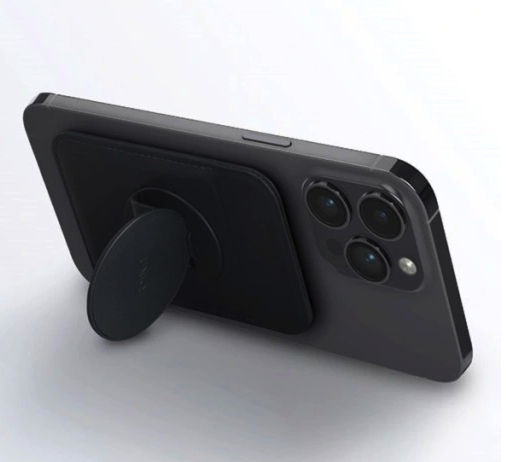 UNIQ FLIXA MAGNETIC CARD HOLDER AND POP-OUT GRIP-STAND - JET BLACK (JET BLACK)