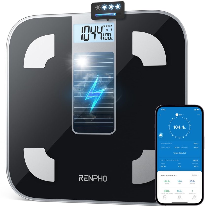 RENPHO Elis Solar Smart Body Scale BLACK [RA012BK]