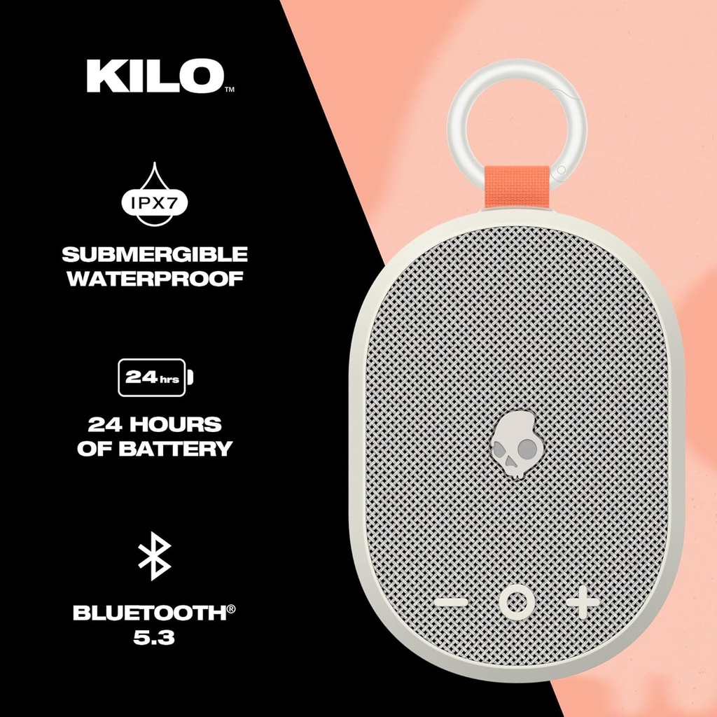 Skullcandy Kilo Wireless Bt Portable Speaker-Bone/Orange Glow