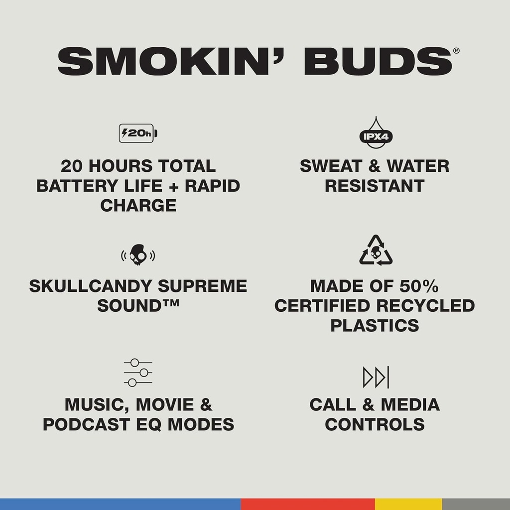SKULLCANDY SMOKIN BUDS TRUE WIRELESS IN-EAR-BONE/ORANGE GLOW