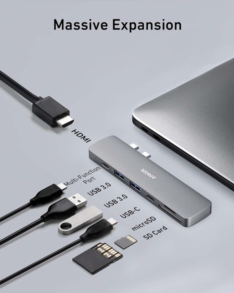 Anker A8371Ha1 Usb-C Hub 7-In-2 Gray
