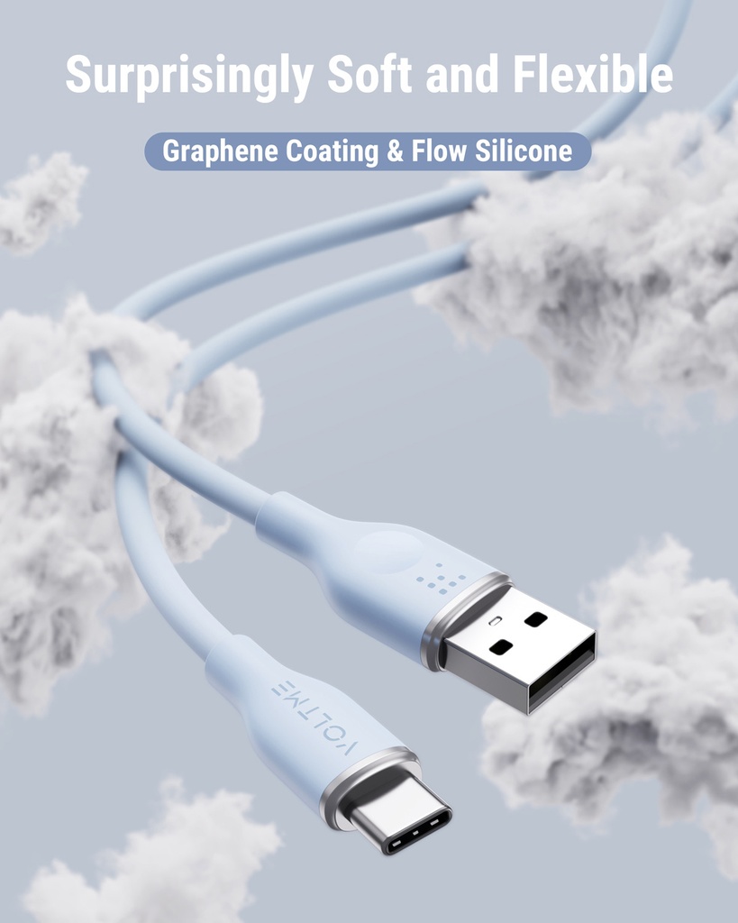 Voltme Powerlink Moss Liquid Silicon Cable Usb A To Type C 3A / 1M (60W) Blue