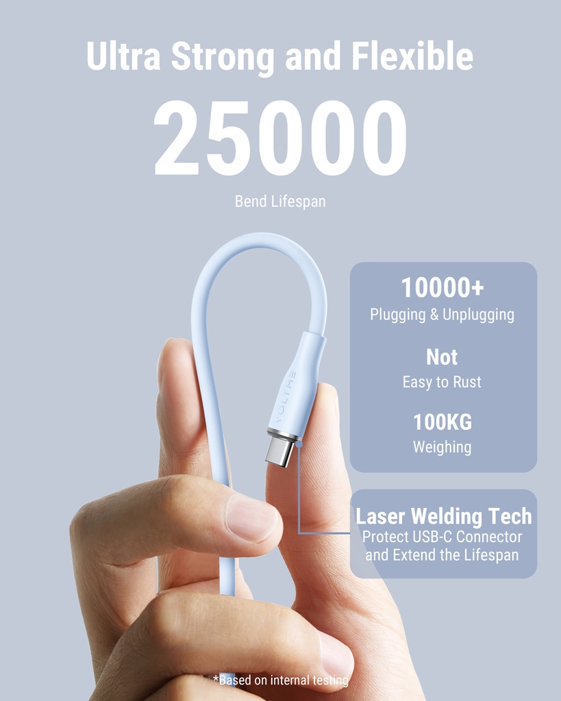 Voltme Powerlink Moss Liquid Silicon Cable Usb A To Type C 3A / 1M (60W) Blue