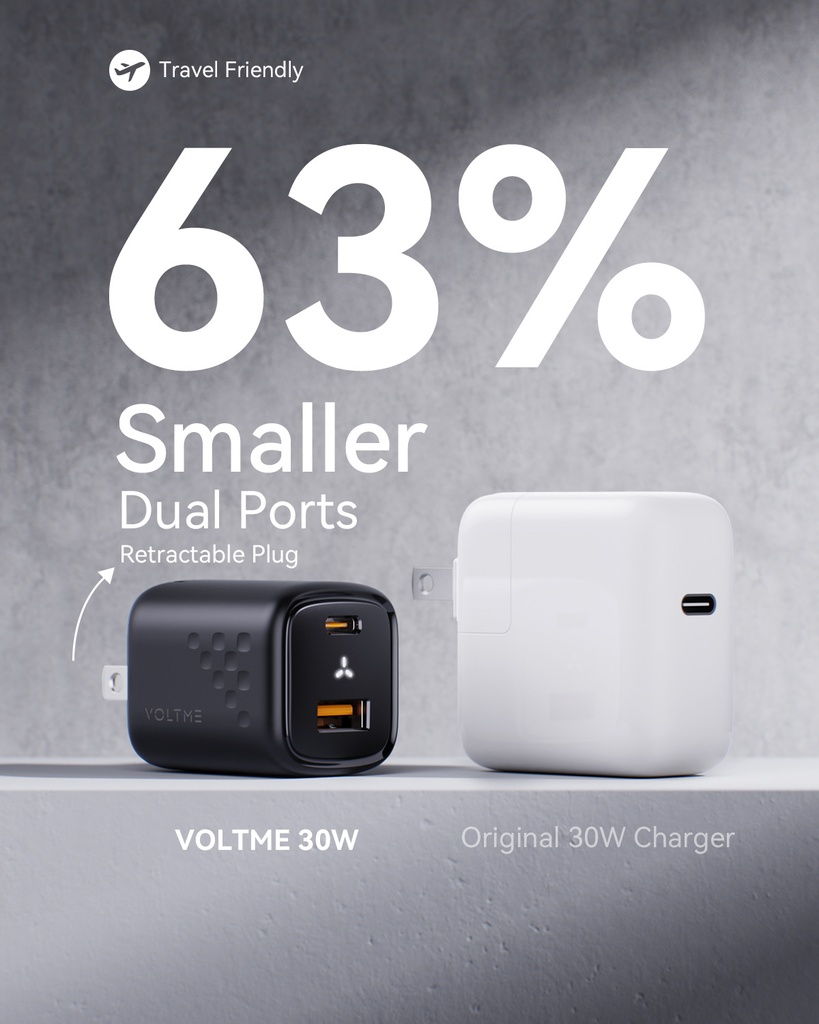 Voltme Revo 30 Duo Ca Wall Charger (30W) Black