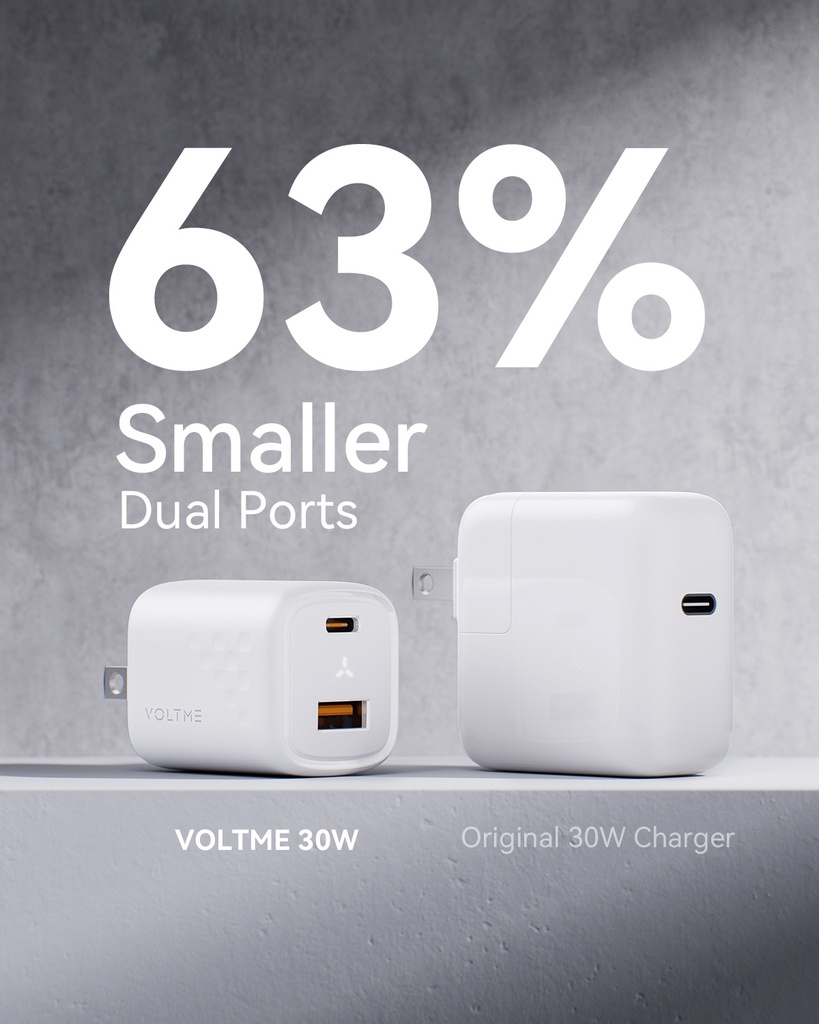 Voltme Revo 30 Duo Ca Wall Charger (30W) White