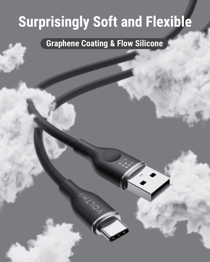 Voltme Powerlink Moss Liquid Silicon Cable Usb A To Type C 3A / 1M (60W) Black
