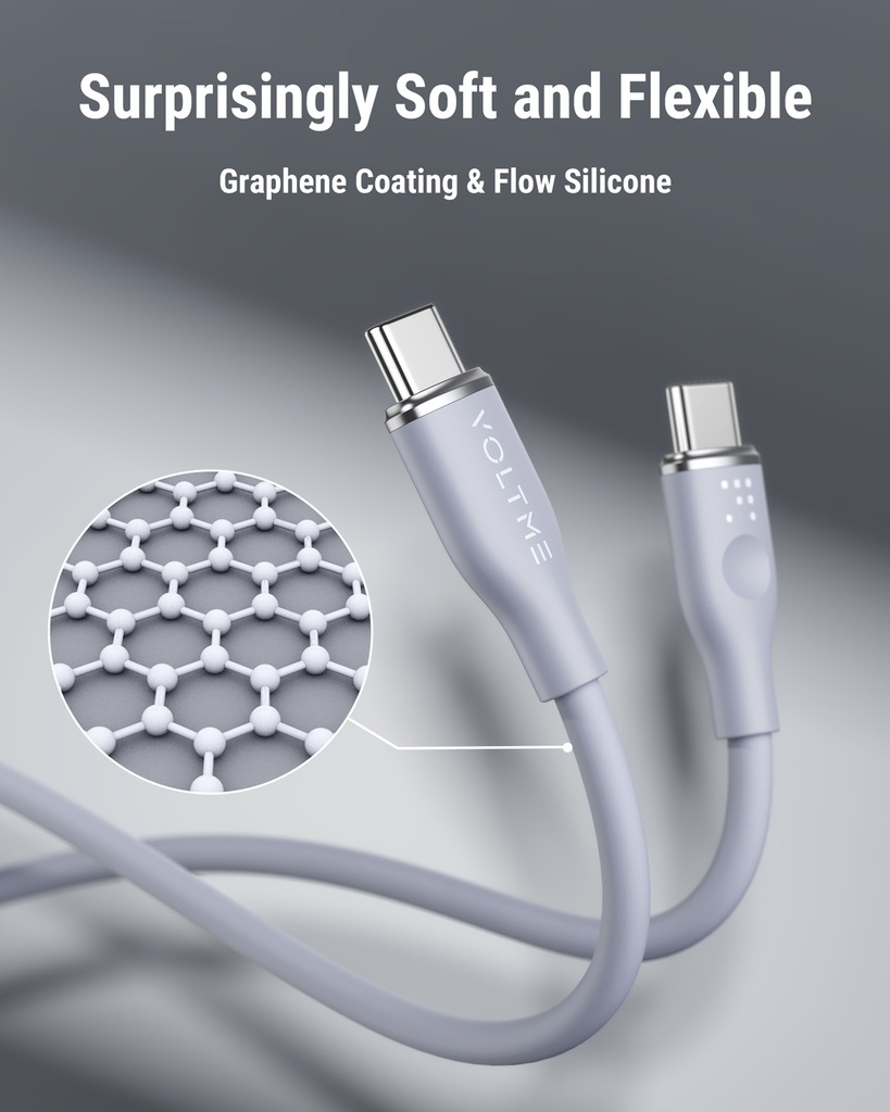 Voltme Powerlink Moss Liquid Silicon Cable Type C To Type C 5A / 1M (100W) Emarker Gray