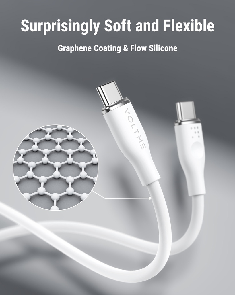 Voltme Powerlink Moss Liquid Silicon Cable Type C To Type C 5A / 1M (100W) Emarker White