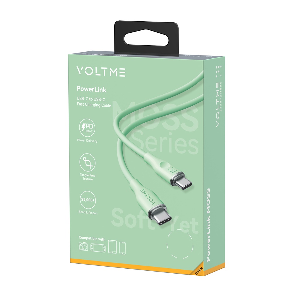 Voltme Powerlink Moss Liquid Silicon Cable Type C to Type C 5A / 1M (100W) Emarker GREEN  