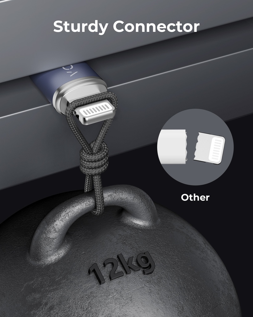 Voltme Powerlink Rugg Double Nylon Cable Usb A To Lightning 3A / 1.2M Zinc-Alloy Connector Blue