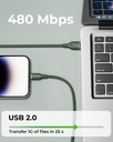 Voltme Powerlink Rugg Double Nylon Cable USB A to Lightning 3A / 1.2M Zinc-Alloy Connector GREEN 