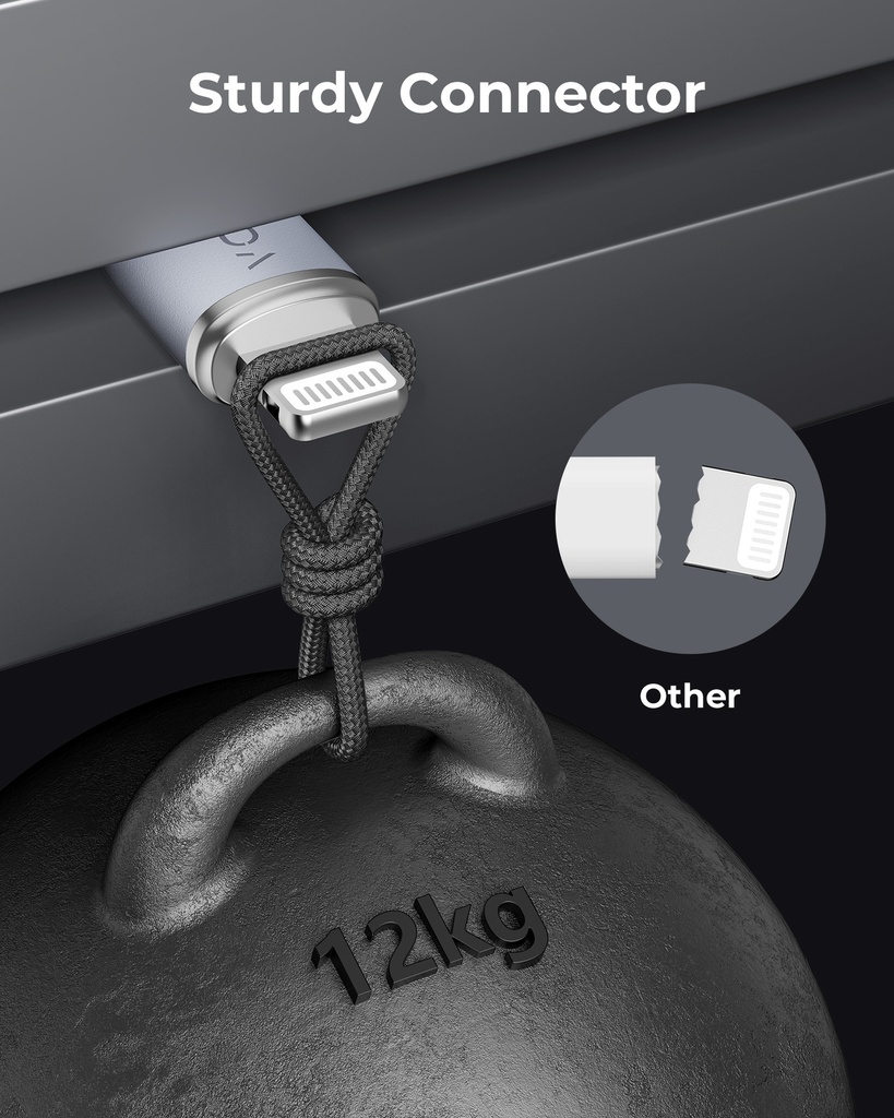 Voltme Powerlink Rugg Double Nylon Cable Usb A To Lightning 3A / 1.2M Zinc-Alloy Connector Gray