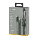 Voltme Powerlink Rugg Double Nylon Cable Type C to Lightning 3A / 2.0M Zinc-Alloy Connector GREEN 