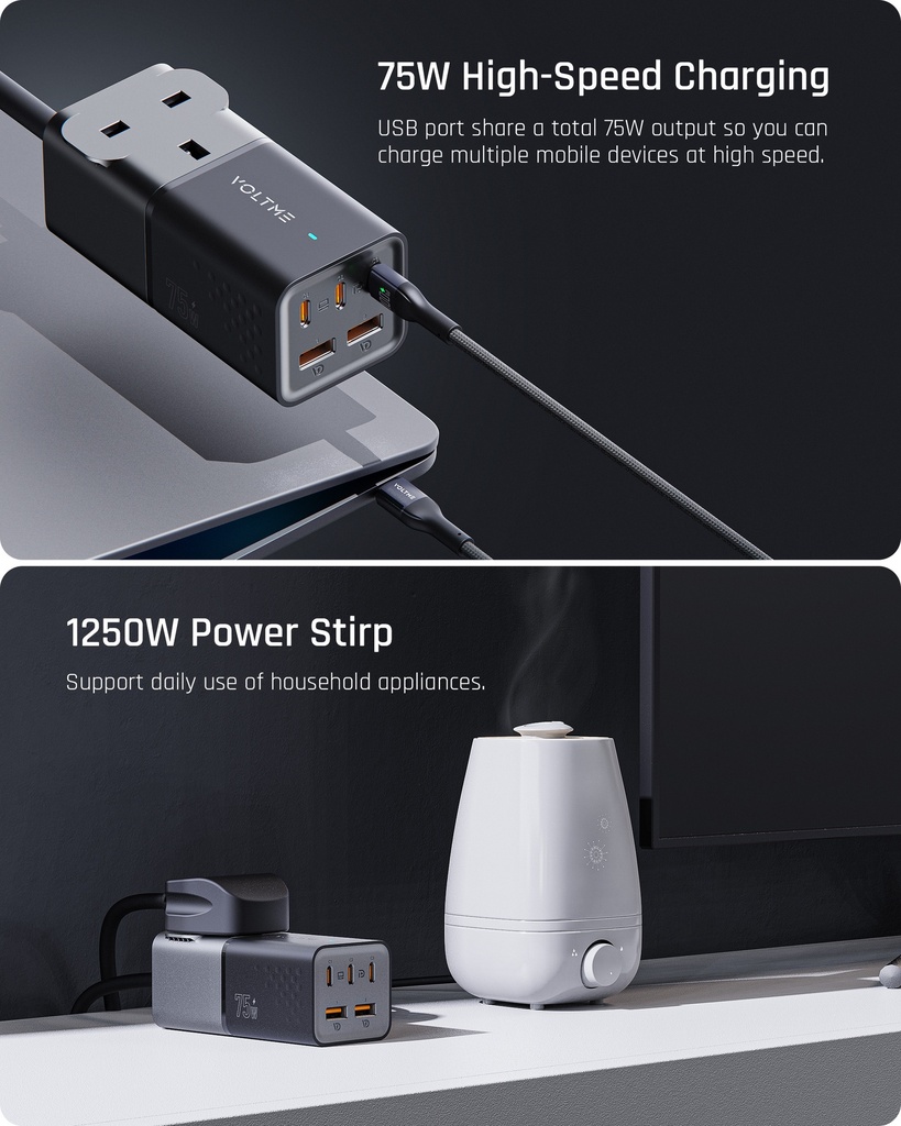 Voltme Vito 75W Powerstrip Uk (Ac+Dc)