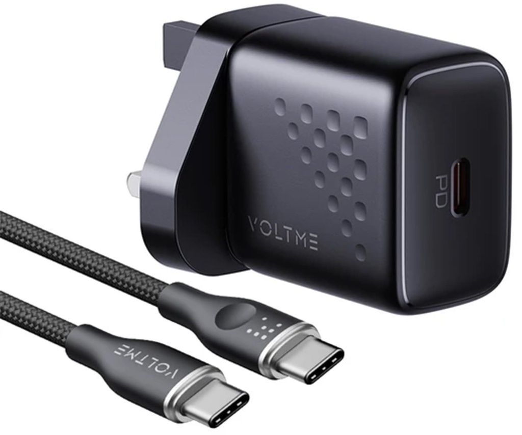 Voltme 30W Fast Charging Kit (Revo 30W Gan + Usb C To C 1M Rugg 3A 60W Cable Bundle Kit )