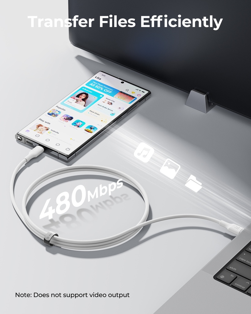 Voltme Powerlink Edc Series Cable Type C To Type C 3.0M 3A 60W White