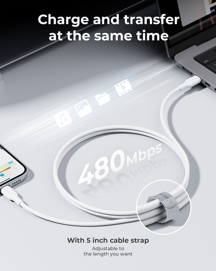 Voltme Powerlink Edc Series Cable Type C To Type C 2.0M 5A 100W White