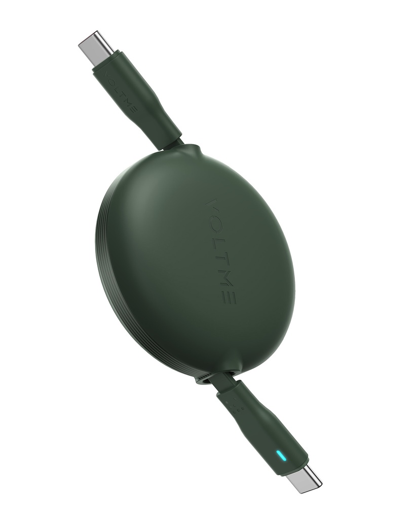 Voltme Powerlink YoYo Cable 3A 1.0M Retractable (Dual-Way Retractable Cable) Type C to Type C 60W England GREEN 
