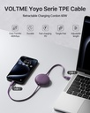 Voltme Powerlink Yoyo Cable 3A 1.0M Retractable (Dual-Way Retractable Cable) Type C To Type C 60W Purple