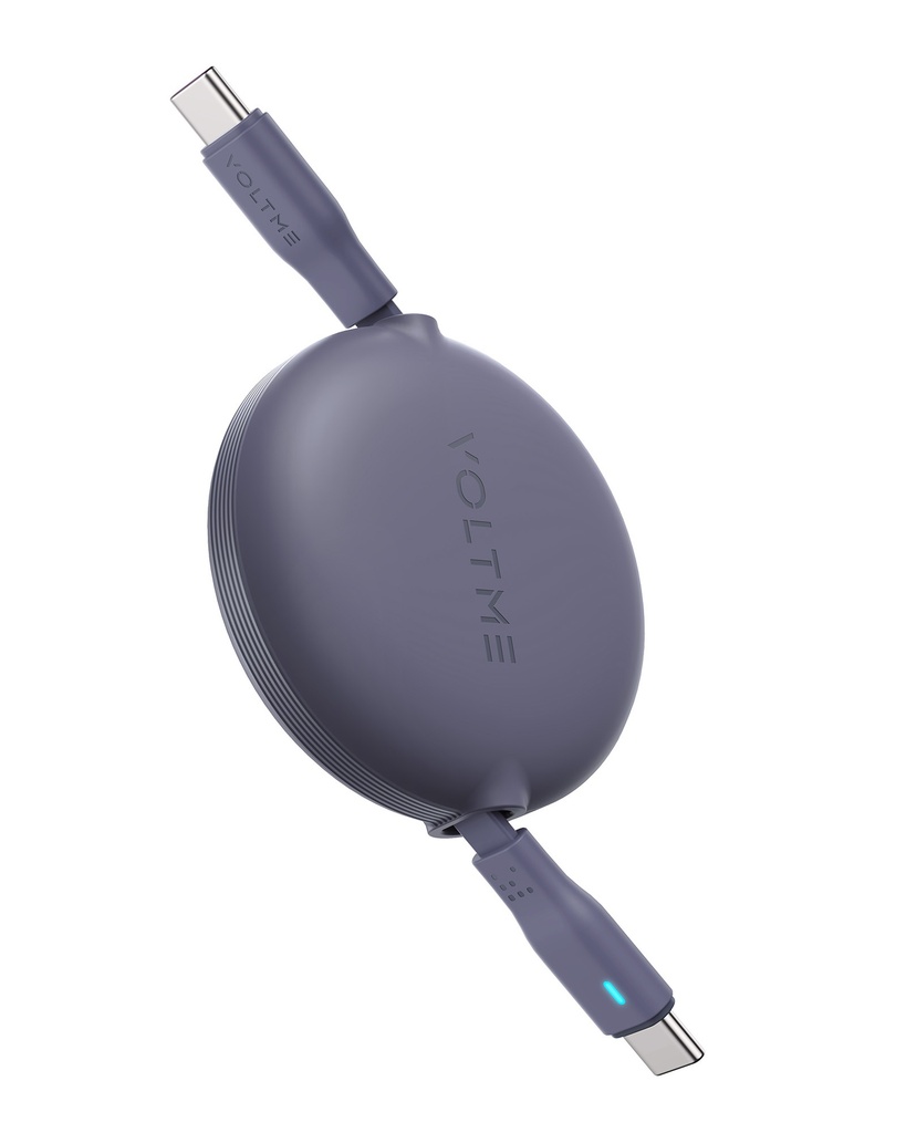 Voltme Powerlink Yoyo Cable 5A 1.0M Retractable (Dual-Way Retractable Cable) Type C To Type C 100W Navy Blue