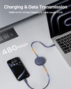 Voltme Powerlink Yoyo Cable 5A 1.0M Retractable (Dual-Way Retractable Cable) Type C To Type C 100W Navy Blue