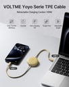 Voltme Powerlink Yoyo Cable 5A 1.0M Retractable (Dual-Way Retractable Cable) Type C To Type C 100W Sand