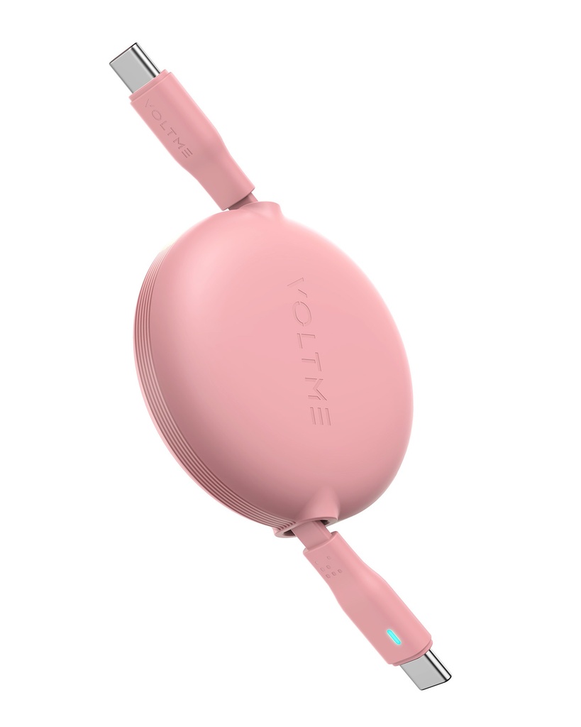 Voltme Powerlink Yoyo Cable 5A 1.0M Retractable (Dual-Way Retractable Cable) Type C To Type C 100W Pink