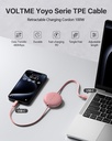 Voltme Powerlink Yoyo Cable 5A 1.0M Retractable (Dual-Way Retractable Cable) Type C To Type C 100W Pink