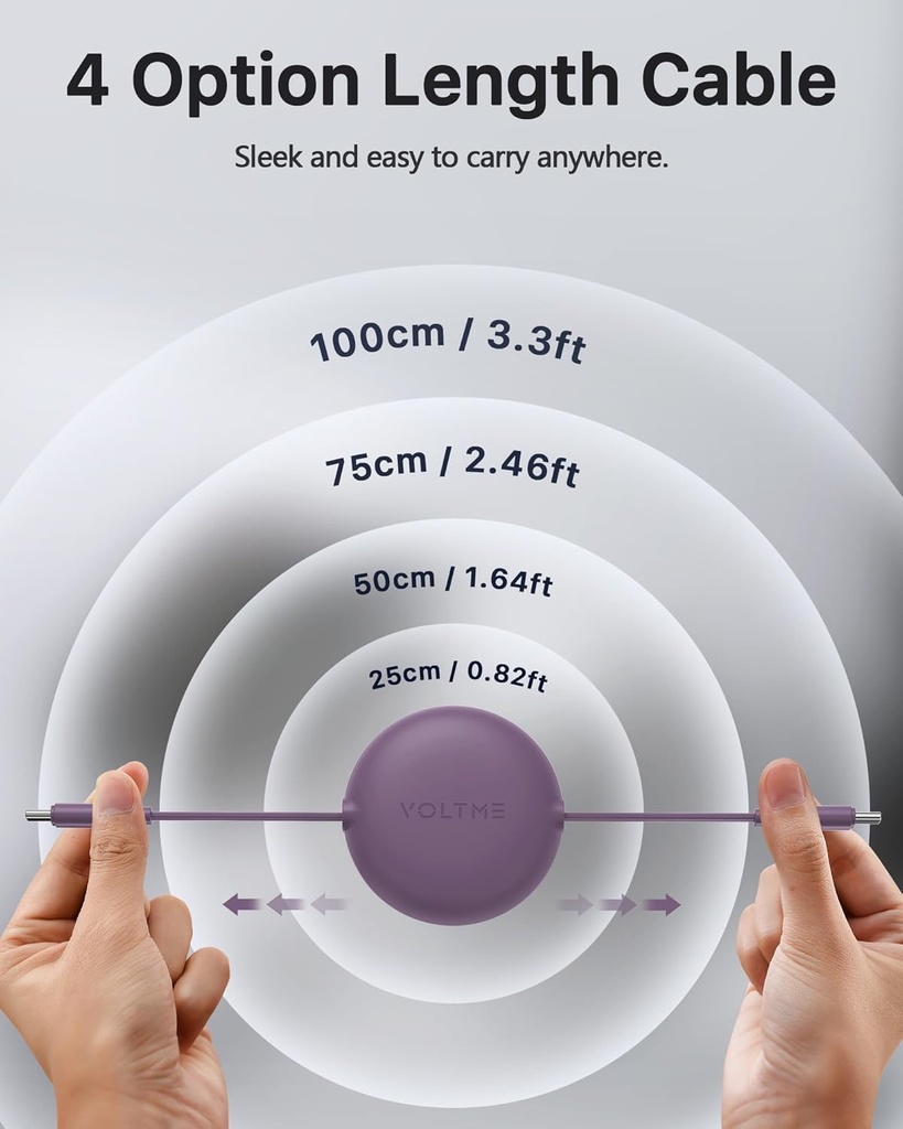 Voltme Powerlink Yoyo Cable 5A 1.0M Retractable (Dual-Way Retractable Cable) Type C To Type C 100W Purple