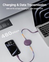 Voltme Powerlink Yoyo Cable 5A 1.0M Retractable (Dual-Way Retractable Cable) Type C To Type C 100W Purple