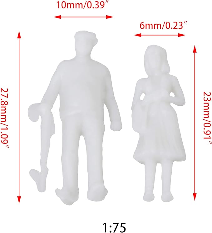 Human Figure Model 1:75 Set 4Pcs White