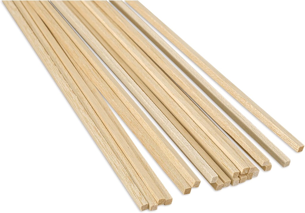 Balsa Wood Squared Shape 10cm X 3 X 3mm Packet of 20 pcs